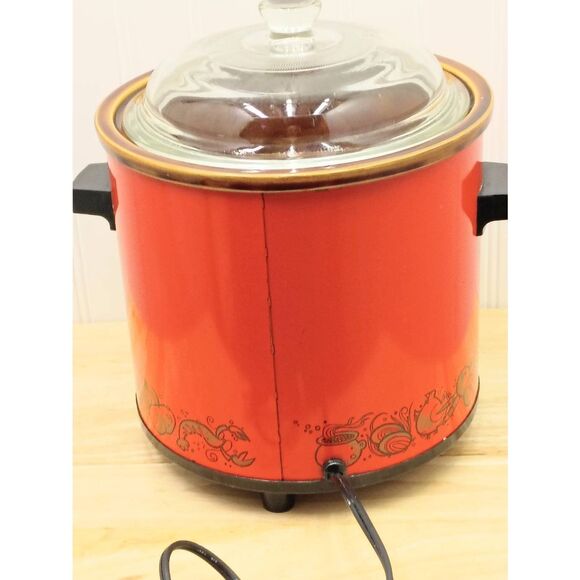 Vintage rival crock pot Orange with graphics. Tested and works - Picture 4 of 12